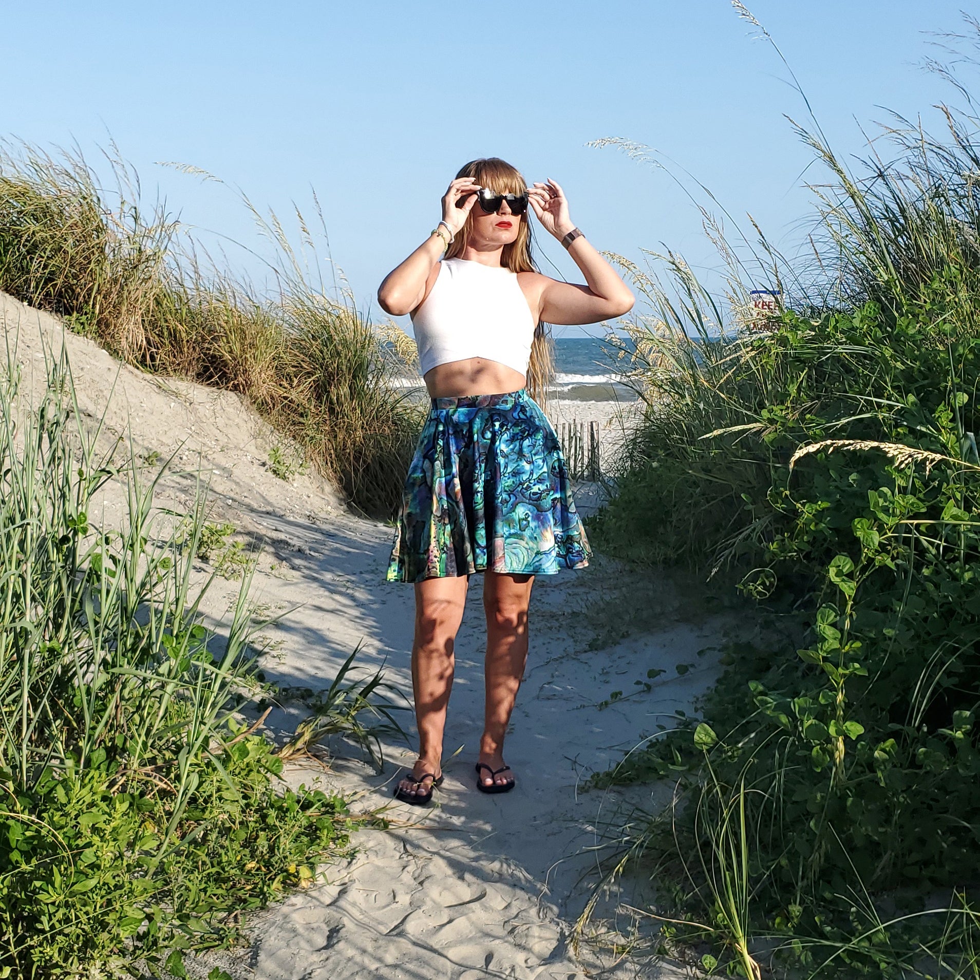 Abalone Skater Skirt for Women - XS Size Flowy A-Line Mini Skirt | Perfect for Casual Outfits, Date Nights & Summer Fashion