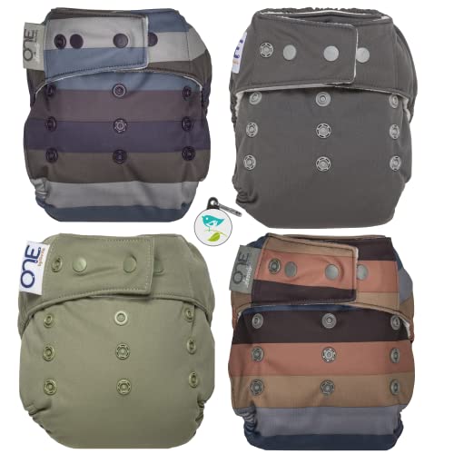 **GroVia O.N.E. Reusable Baby Cloth Diaper - 4 Pack Bundle (Color Mix 7) | Eco-Friendly Washable Diapers for Newborns & Toddlers | Perfect for Daycare, Travel & Home Use**