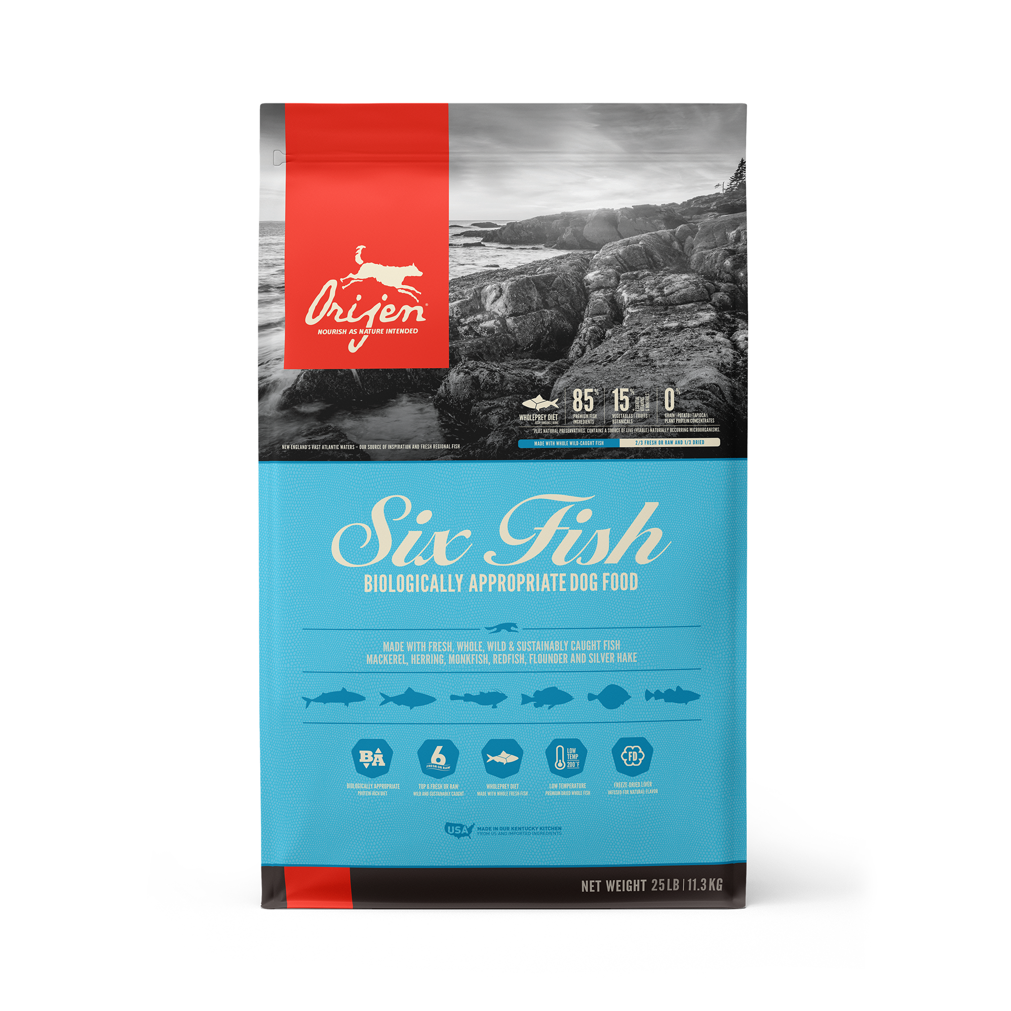 Orijen Grain Free Dry Dog Food - Six Fish Recipe, High Protein & Nutrient-Rich for Adult Dogs - Perfect for Active Pets & Outdoor Adventures