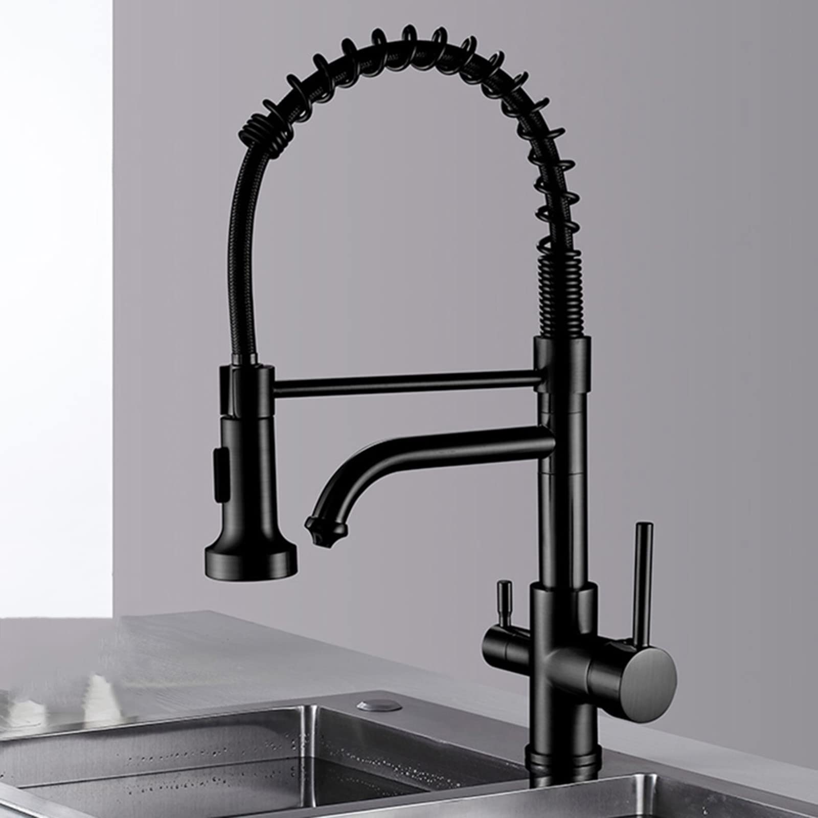 3 in 1 Multifunction Brass Kitchen Faucet - Hot & Cold Drinking Water Spring Sink Faucet, Black | Perfect for Modern Kitchens, Restaurants & RVs