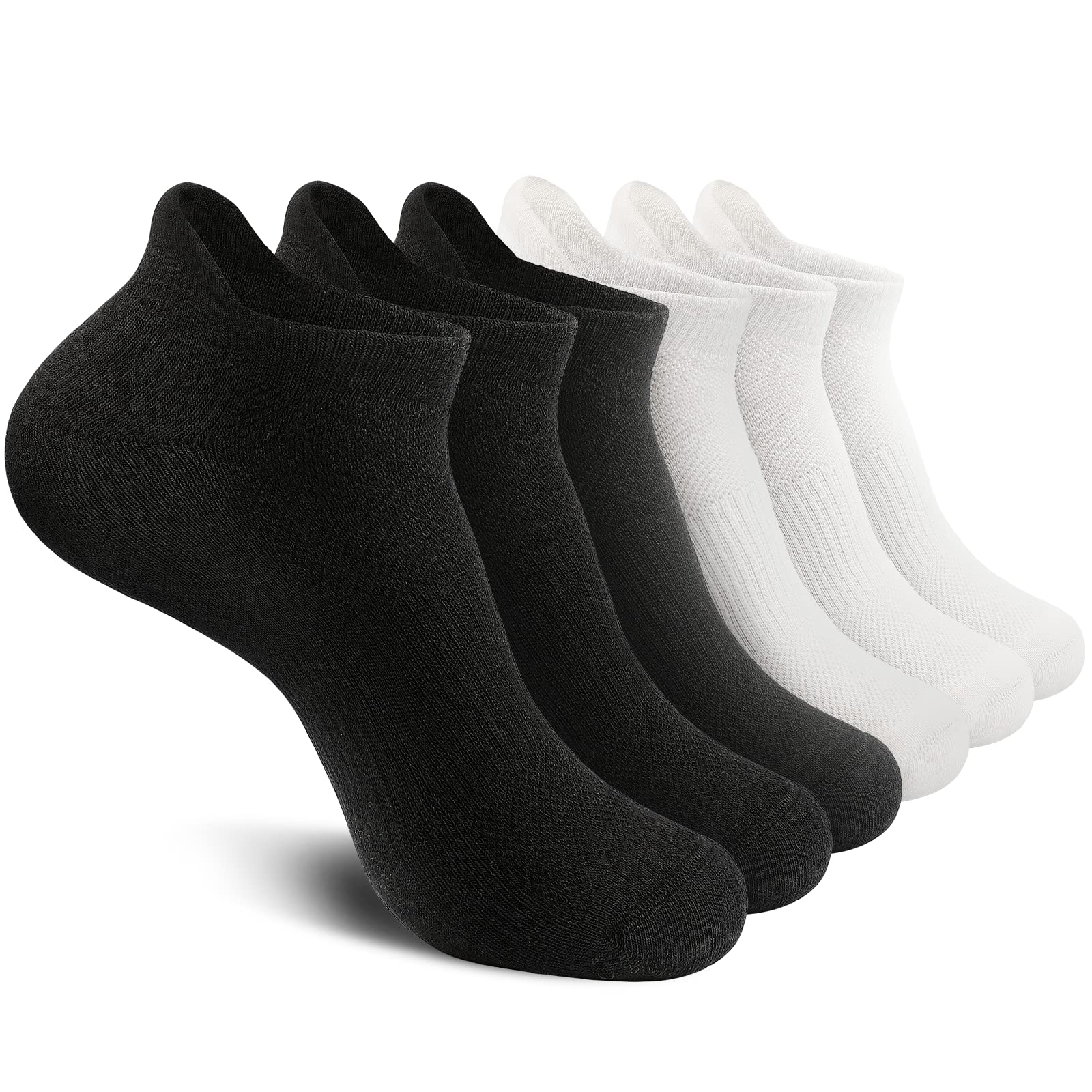 Unitop Men's & Women's Athletic Ankle Socks - 6 Pairs Low Cut Cushioned Breathable Sports Socks for Running, Gym, Workout & Everyday Wear