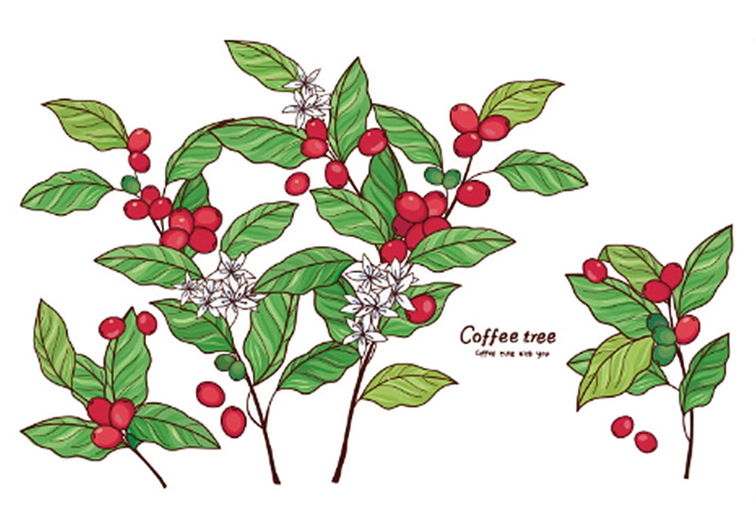 Emoyi 2-Pack Coffee Bean Tree Wall Decals - Removable Vinyl Stickers for Kitchen, Living Room & Nursery Decor - Perfect for Home, Office & Cafe Interior Design