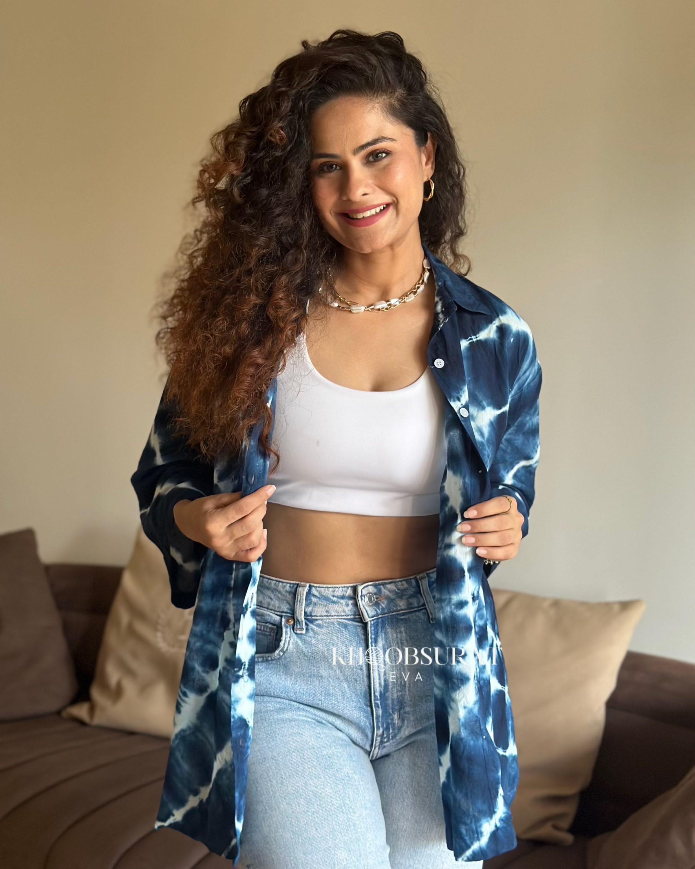 Blue Oversized Shirt for Women - Trendy Loose Fit Long Sleeve Button Down Top - Perfect for Casual Outfits, Layering & Streetwear Fashion