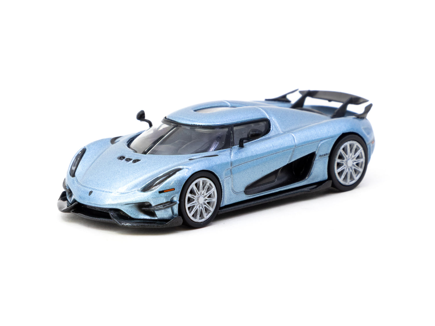 Tarmac Works 1/64 Scale Koenigsegg Regera Diecast Model Car - Light Blue Metallic Finish - Collectible Toy for Display & Racing Games - Perfect for Car Enthusiasts & Kids Gifts