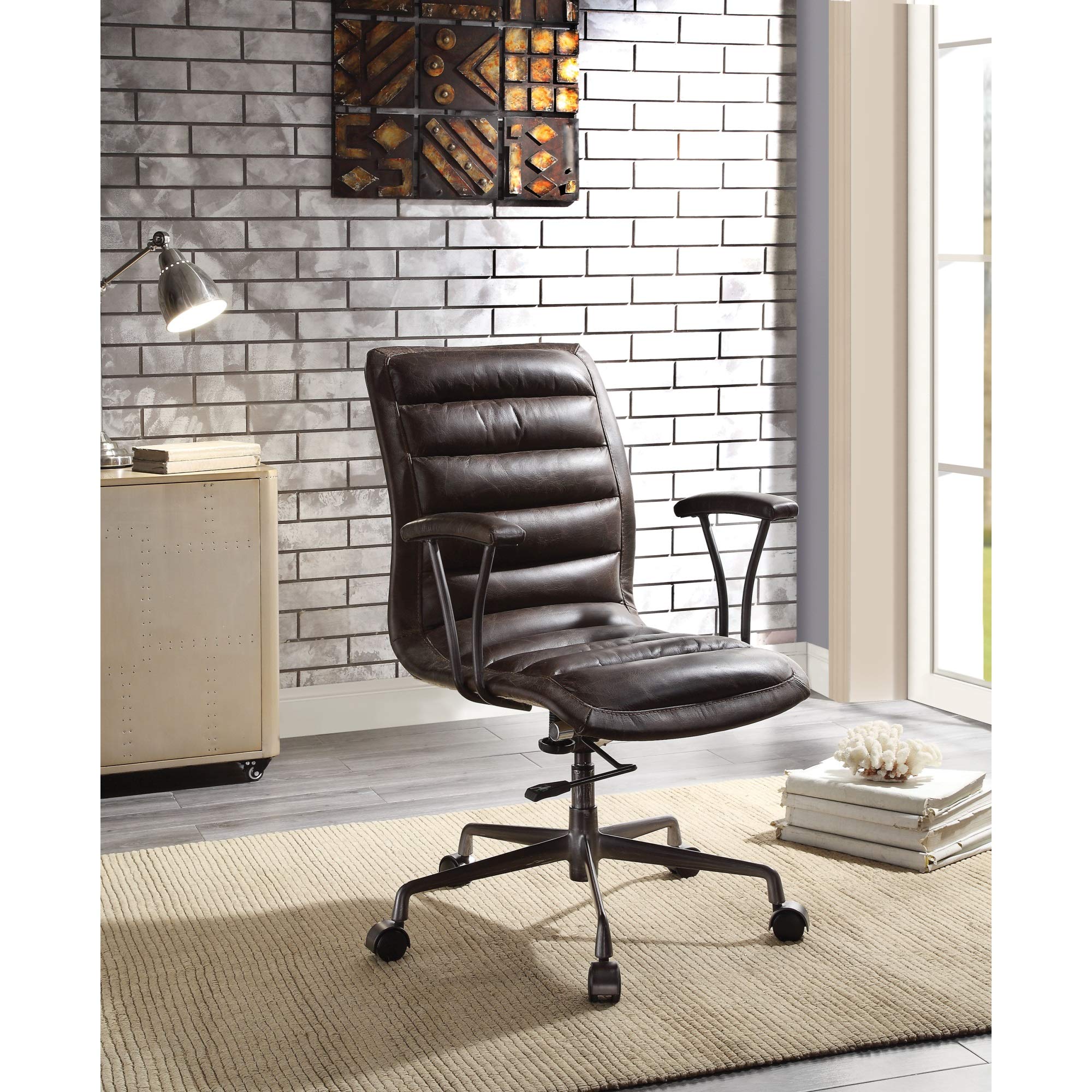 Premium Ergonomic Executive Office Chair - Distressed Chocolate Top Grain Leather - Comfortable High Back Desk Chair for Home & Office Workspaces
