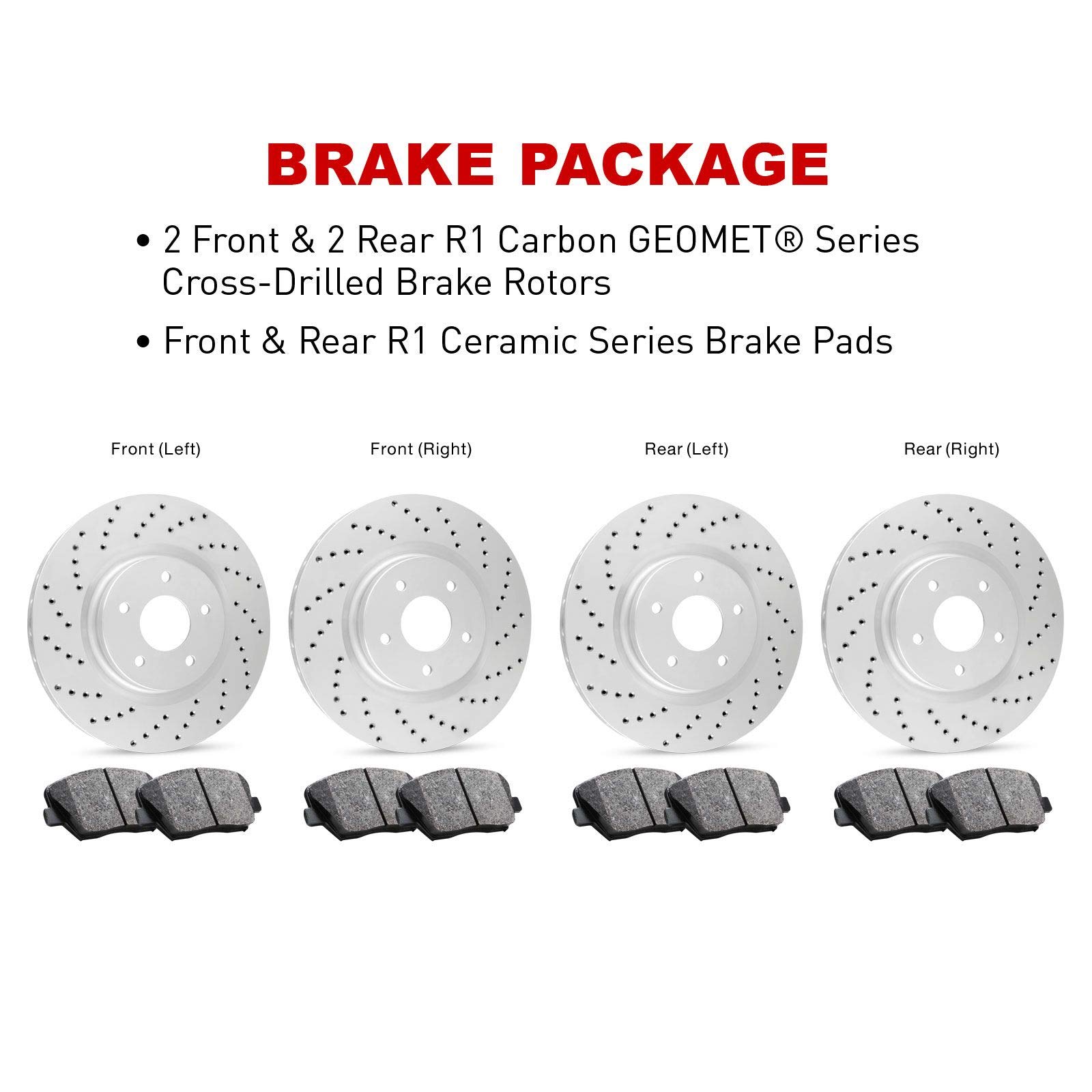 R1 Concepts Premium Ceramic Brake Pads and Rotors Kit - Front & Rear Set for 1995-1997 Volvo 960 | High-Performance Braking System for Smooth Stops & Longevity | Ideal for Daily Commuting, Highway Driving & Heavy Loads