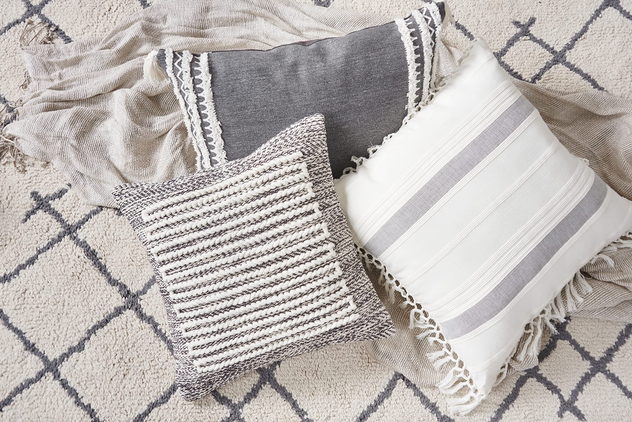 Stella Cement Geometric Throw Pillow 18x18 Inches - Modern Grey Accent Pillow for Sofa, Couch & Bed Decor - Perfect for Living Room, Bedroom & Home Styling