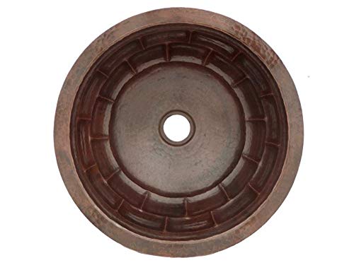 Copper Round Bathroom Sink with Matte Finish - Turtle Shell Design for Modern Farmhouse or Rustic Vanity