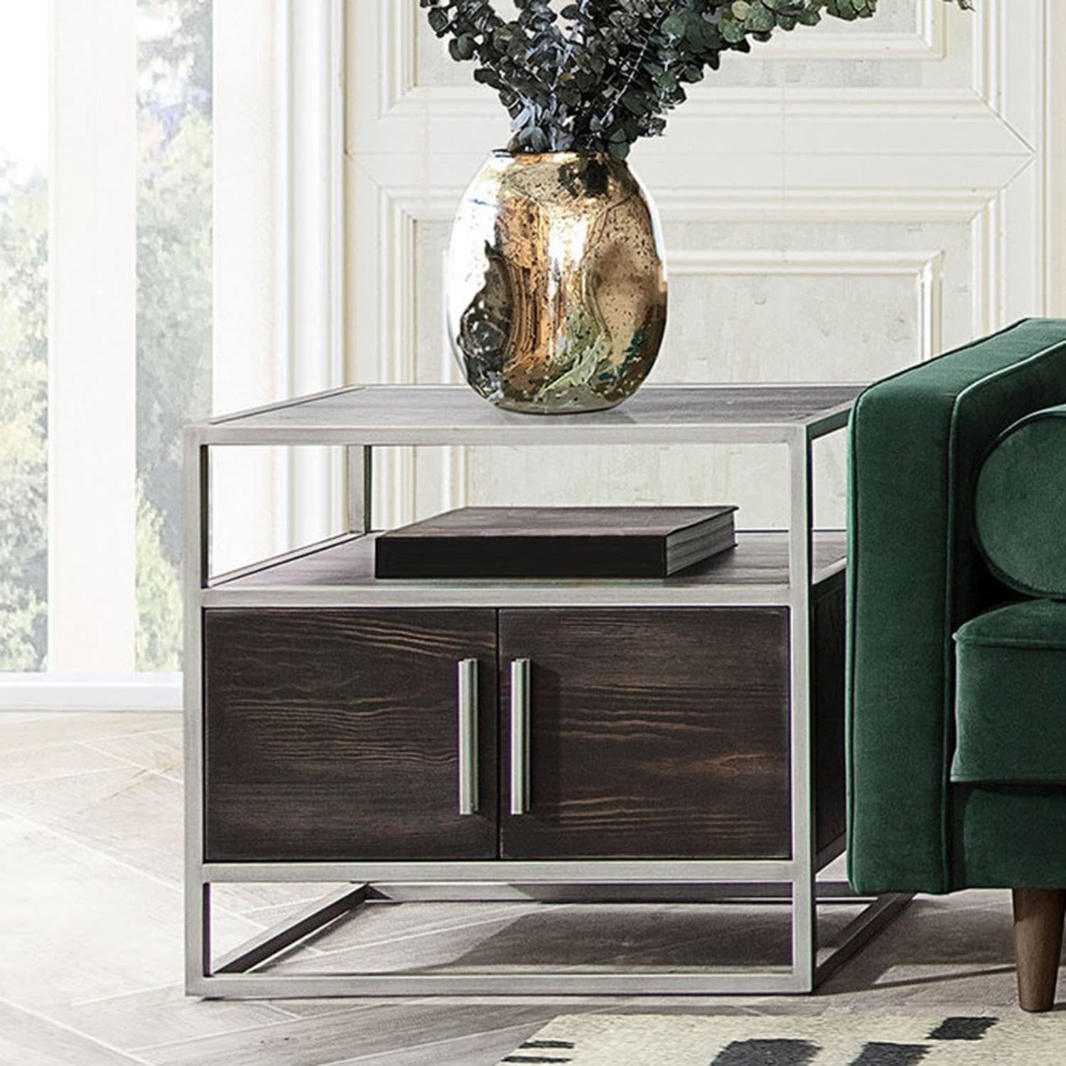 Dark Brown 26-inch Diamond Sofa End Table - Perfect for Living Room, Bedroom, or Office Side Table