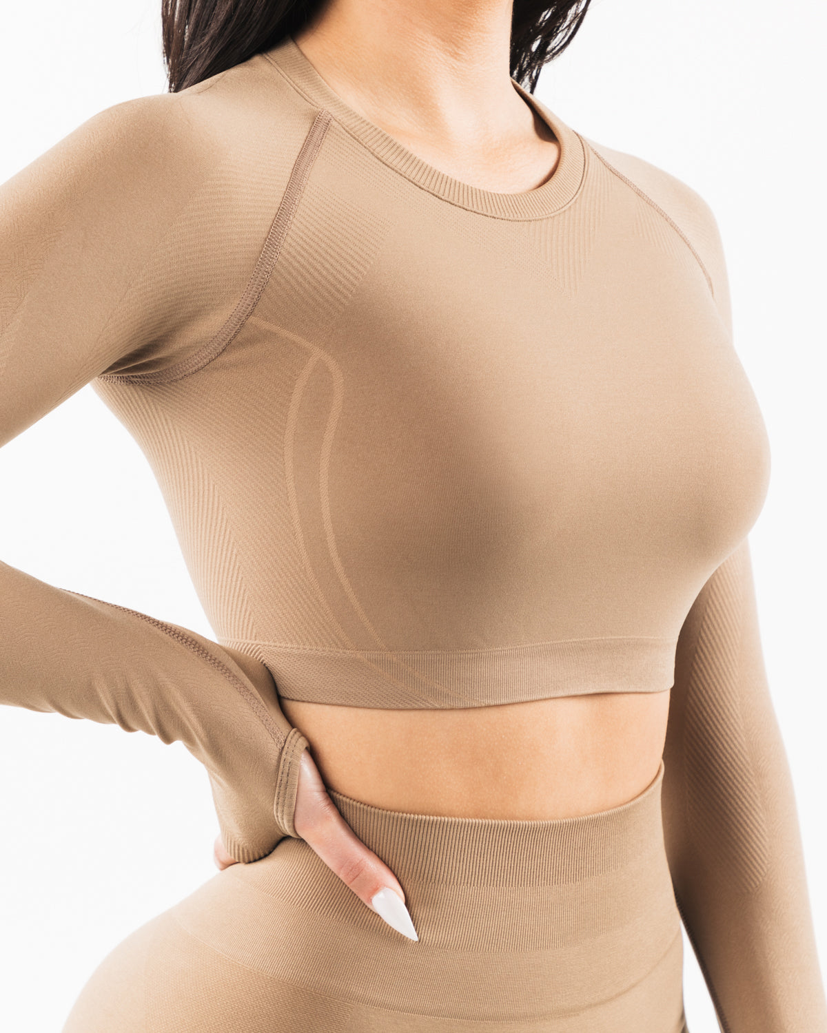 Stratus LS Crop Top in Chai - Comfortable & Stylish Women's Casual Shirt for Everyday Wear, Yoga, and Outdoor Activities