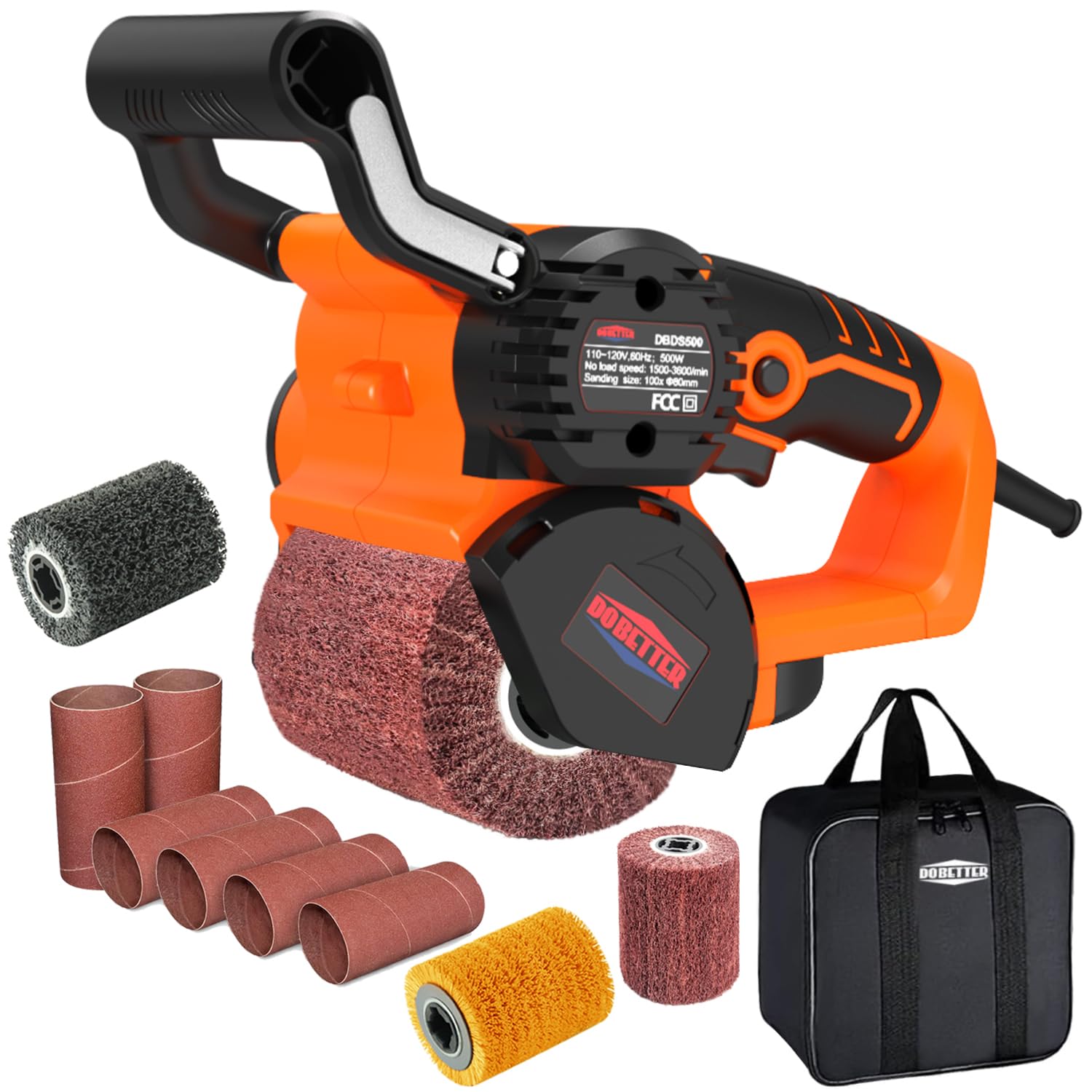 Professional DBDS50O Variable Speed Drum Sander - Wood Surface Conditioning Tool for Sanding, Polishing & Paint Removal | Perfect for Woodworking, Floor Refinishing & DIY Projects | Includes Convenient Tool Bag