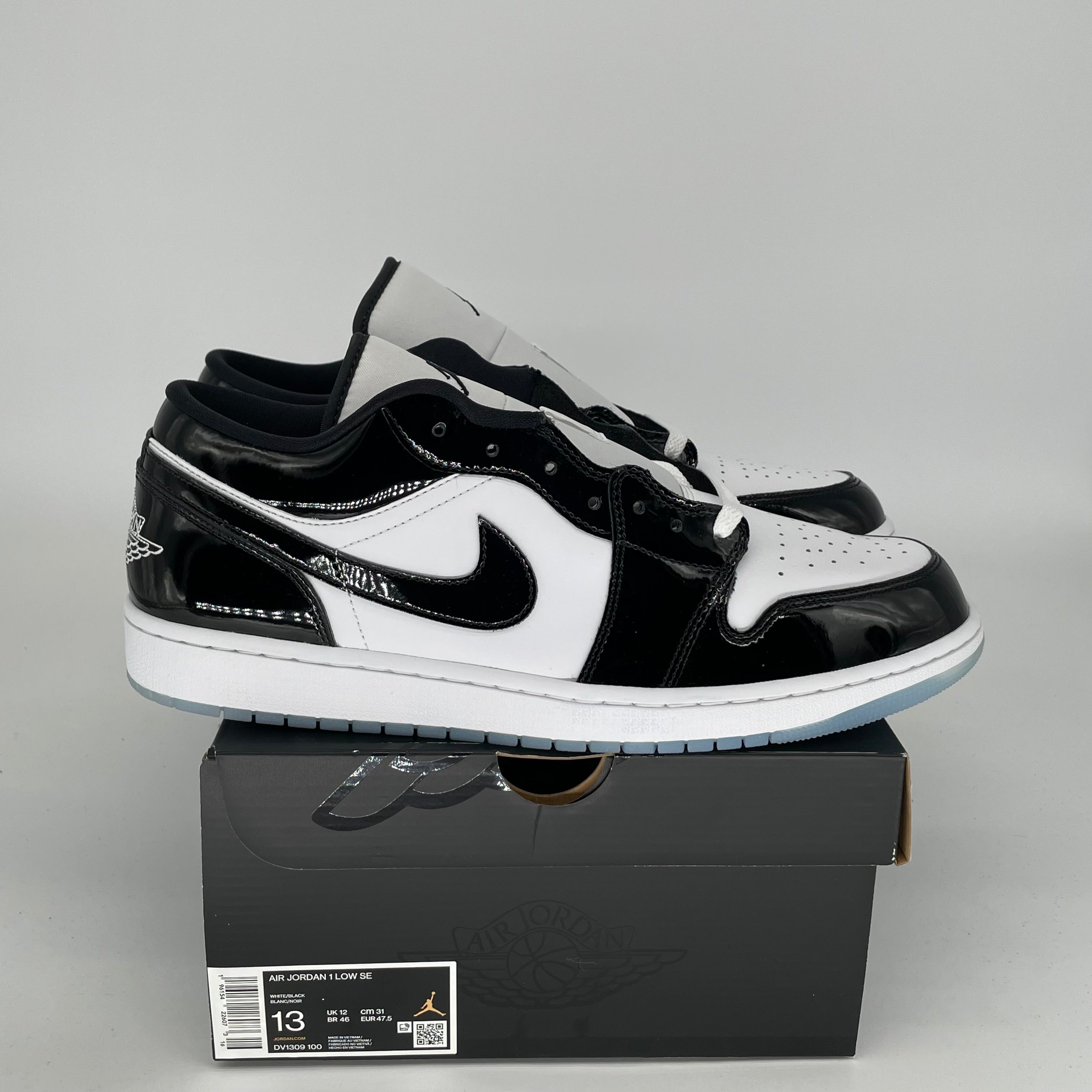 AIR JORDAN 1 LOW CONCORD MEN'S SNEAKERS - SIZE 13 (DV1309-100) - Authentic Retro Basketball Shoes for Casual Wear & Street Style