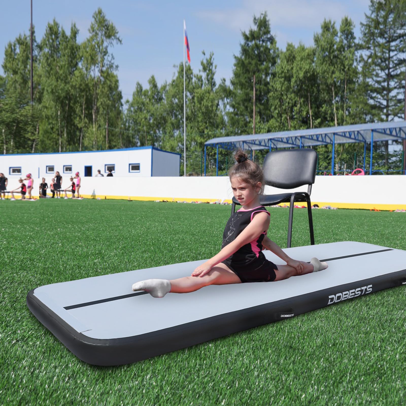 DOBESTS Inflatable Gymnastics Mat - 6.6ft to 20ft Air Track Tumbling Mat with Electric Pump - 4/8 Inch Thick for Home Gym, Cheerleading & Parkour Training - Perfect for Indoor/Outdoor Fitness & Gymnastics Practice