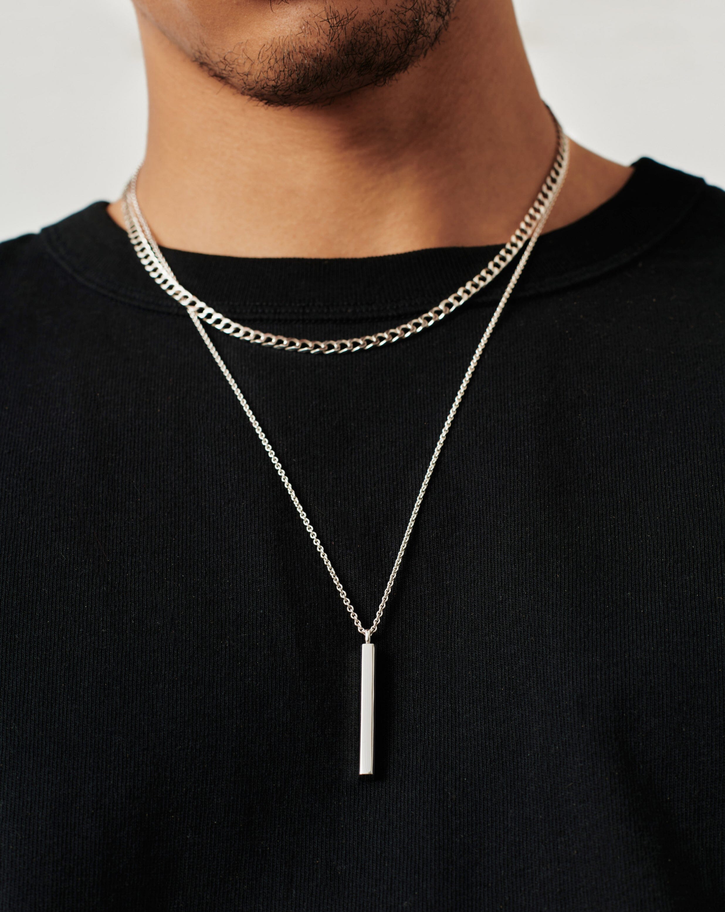 Personalized Engravable Men's Tag Pendant Necklace - Sterling Silver Jewelry Gift for Him - Perfect for Anniversaries, Birthdays & Special Occasions