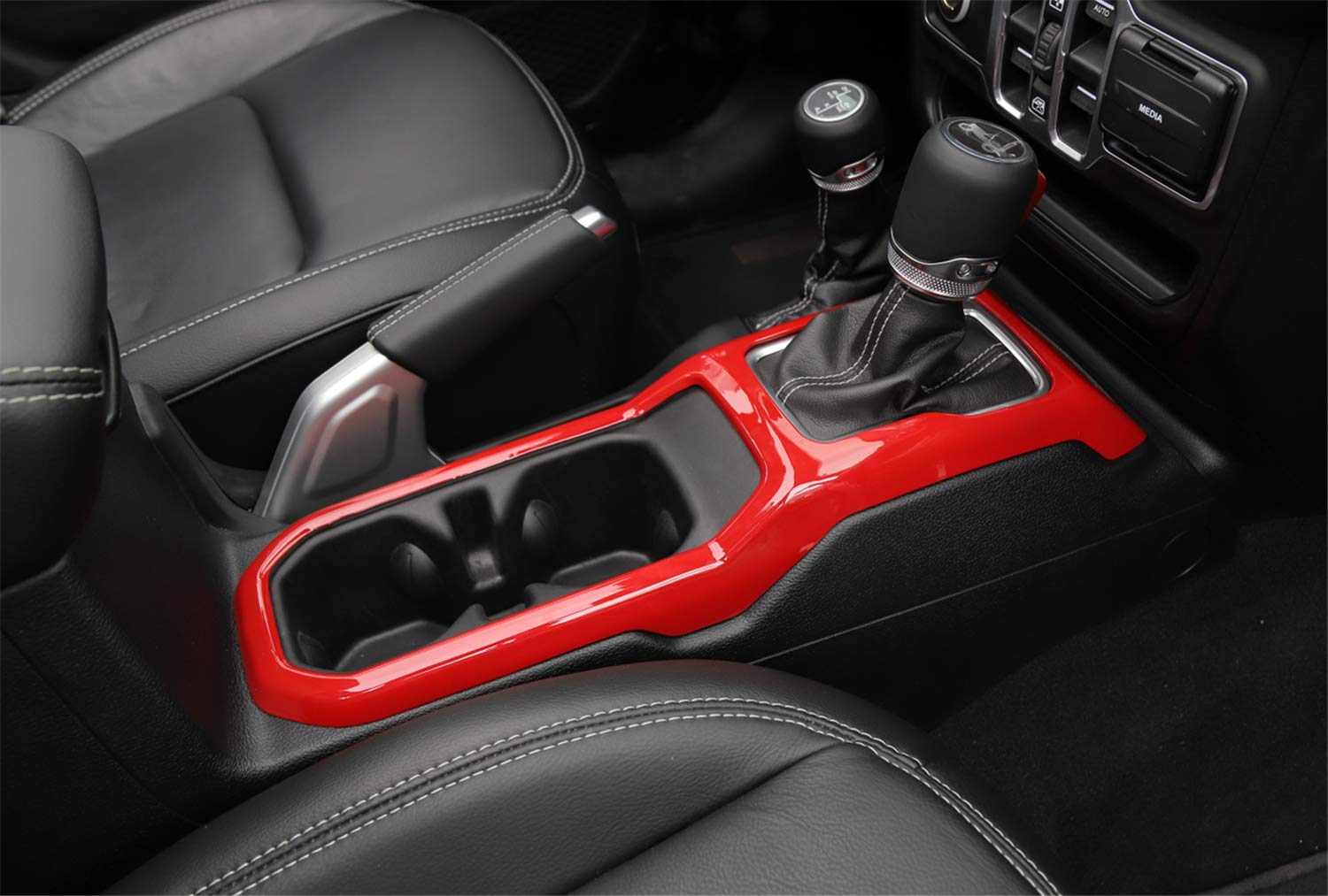 Jeep Wrangler JL (2018-2022) Interior Accessories - Red Carbon Fiber Dashboard Cover & Cup Holder Console Trim | Stylish Upgrade for Jeep JL Dash Protection & Custom Look | Perfect for Off-Roading, Daily Driving & Car Shows