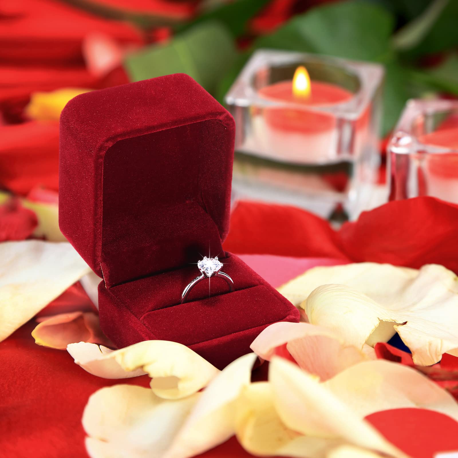 BBTO 36-Piece Velvet Ring Box Set - Premium Jewelry Display Case for Wedding, Engagement, Proposal, Anniversary & Birthday Gifts (Red) - Perfect for Bridal Showers, Wedding Favors & Jewelry Storage