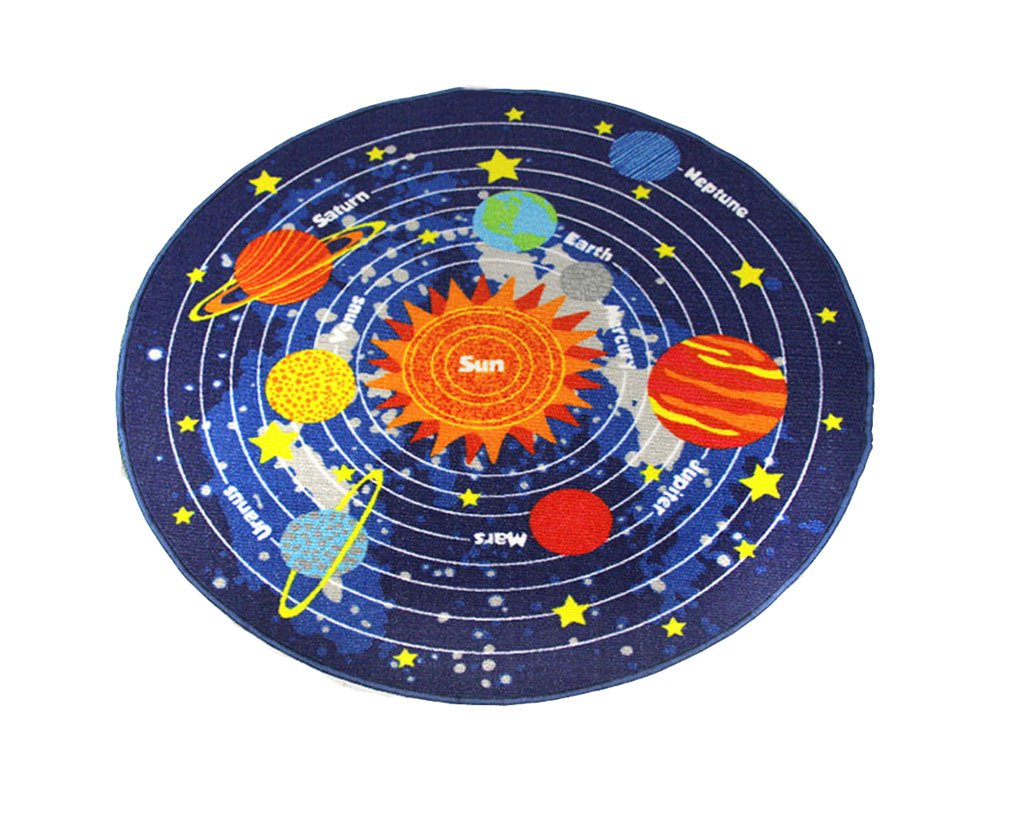 MIMYDT ZMM Space Themed Play Mat - 100x100cm Non-Slip Washable Kids Rug, Educational Planet Puzzle Carpet for Bedroom & Playroom (Color #2) | Perfect for Early Learning, Toddler Playtime & Nursery Decor