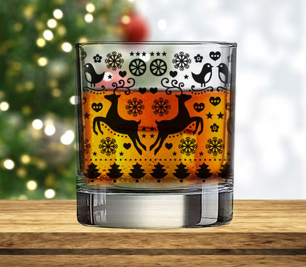 BarConic Christmas Collection Glassware - 10 oz Festive Drinking Glasses for Holiday Parties, Christmas Sweater Design - Perfect for Hot Cocoa, Eggnog & Holiday Cheer