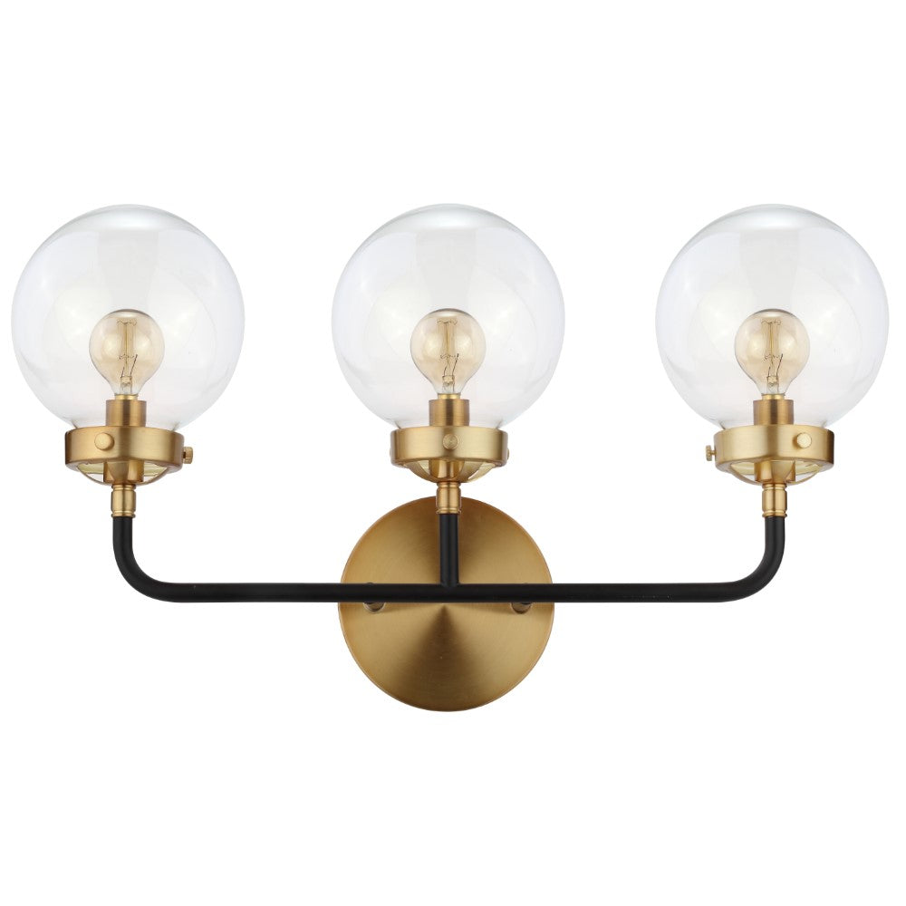 Caleb Brass Vanity Wall Sconce with Clear Glass Shade - Elegant Bathroom Lighting for Mirror, Vanity, and Dressing Area