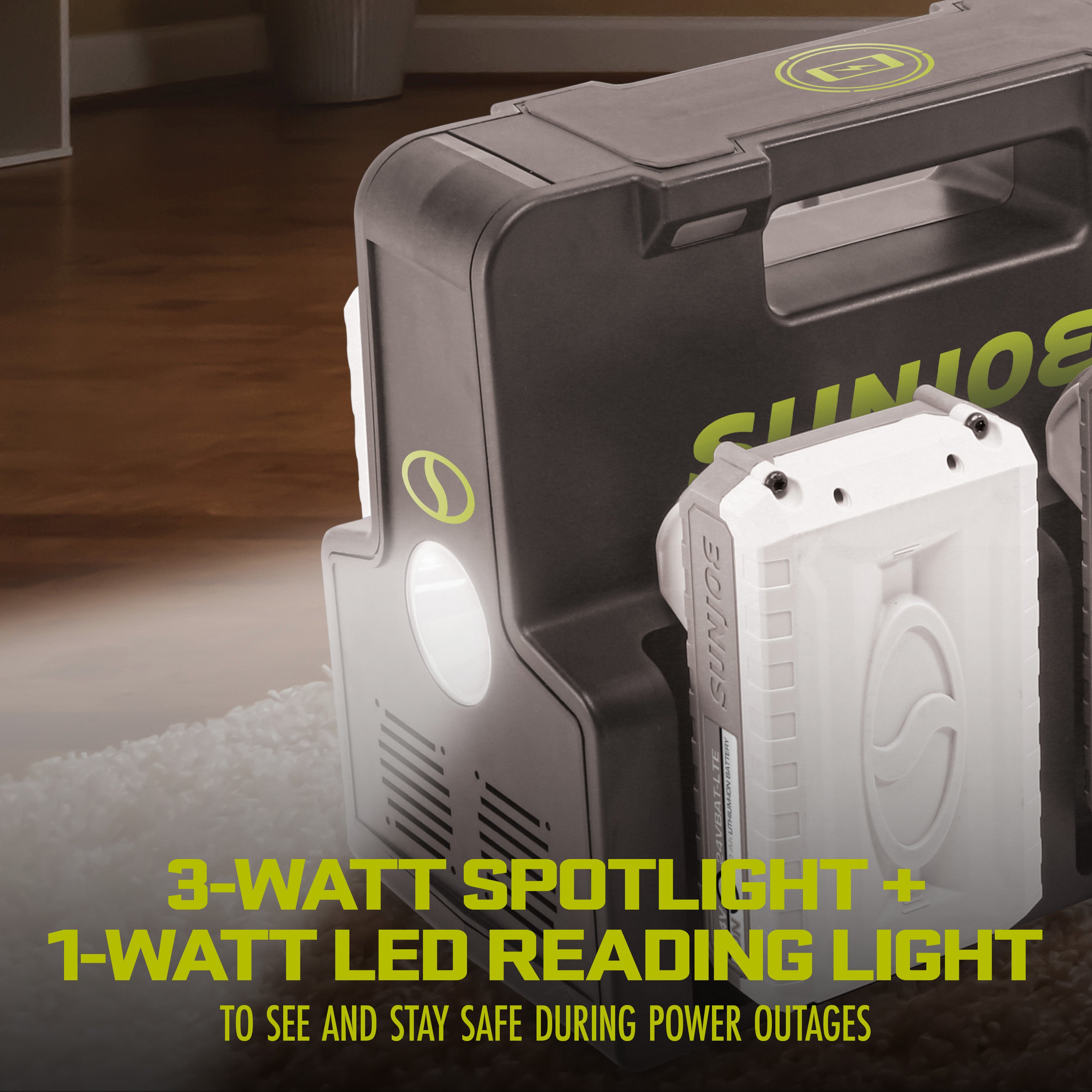 Sun Joe 24V 300W IONMAX Cordless Power Station with Hot Swap Inverter | Includes AC Adapter, 2 USB-A & 2 USB-C Ports, LED Spotlight & Wireless Charger | 320W Portable Generator for Camping, Emergencies & Outdoor Power