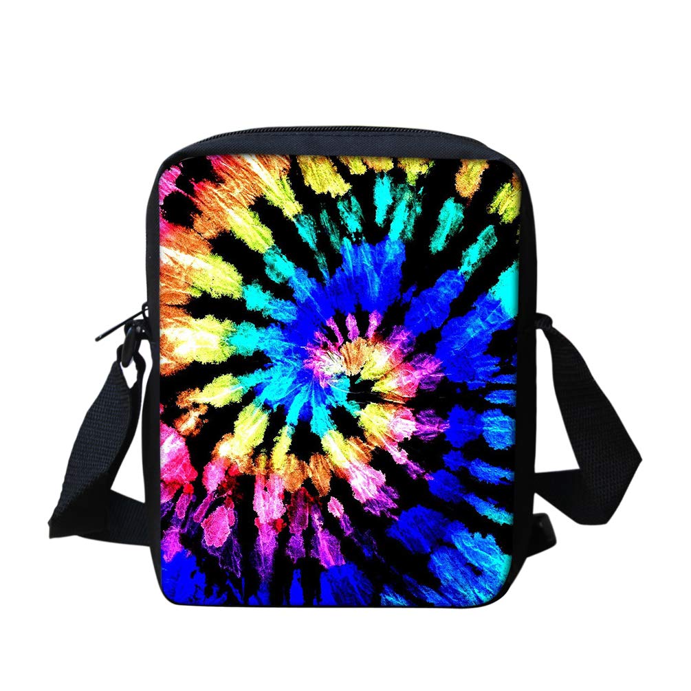 Vibrant Rainbow Tie Dye Mini Messenger Bag for Women & Girls - Adjustable Crossbody Strap, Lightweight Purse - Perfect for School, Travel & Everyday Use
