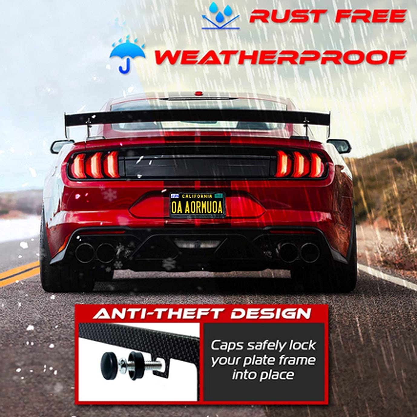 2 Pack Heavy Duty Black Aluminum Carbon Fiber License Plate Frame Holder - Universal Fit for Cars, Trucks & SUVs - Durable & Stylish for Everyday Driving & Customization