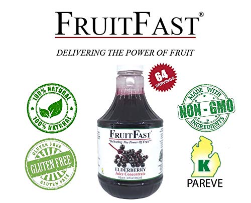 FruitFast 100% Pure Elderberry Juice Concentrate (32 fl oz, Pack of 4) - Unsweetened, Non-GMO, Gluten Free, All Natural Immune Support Supplement | Boosts Immunity, Rich in Antioxidants | Perfect for Smoothies, Teas & Wellness Shots