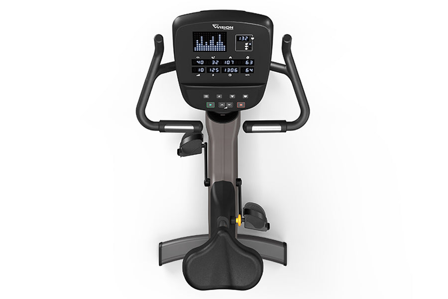 Vision U60 Upright Exercise Bike for Home Gym - Magnetic Resistance Indoor Cycling Bike with LCD Monitor, Adjustable Seat & Transport Wheels - Perfect for Cardio Workout, Weight Loss & Fitness Training