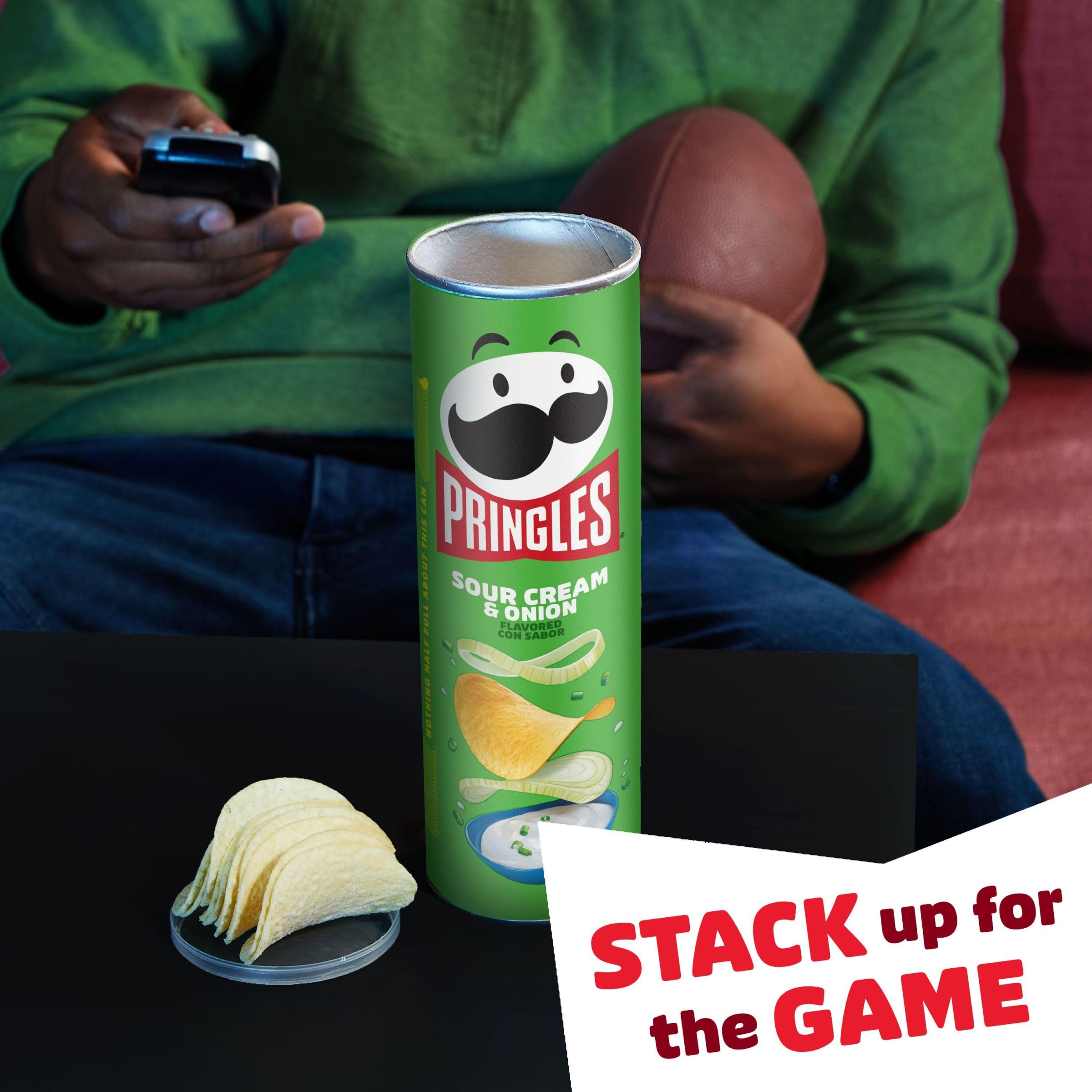 Pringles Sour Cream & Onion Potato Crisps - 5.5oz Can (Pack of 1) | Crunchy Snacks for Lunch, Office, Road Trips & Movie Nights - Perfect On-The-Go Treat