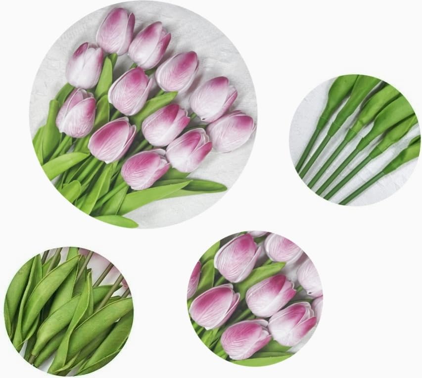 10Pcs Real Touch Artificial Tulips - PU Flower Bouquet for Home Decor, Wedding Centerpieces, Party Arrangements & Spring Table Decor (Purple)
