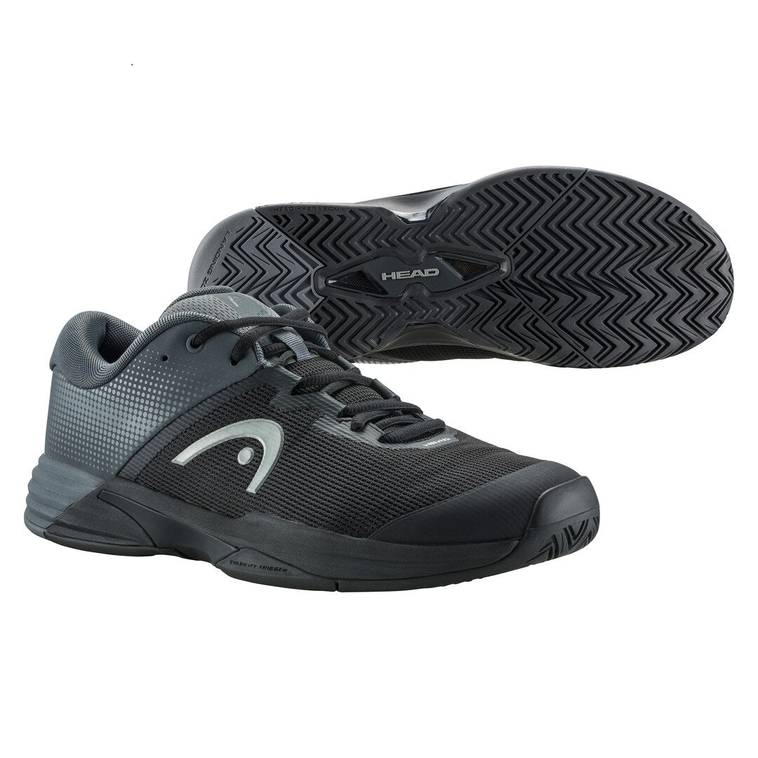 Head Revolt Evo 2.0 Men's Tennis Shoes - Lightweight Performance Court Shoes for Men (Black/Grey) | Perfect for Competitive Matches & Casual Play