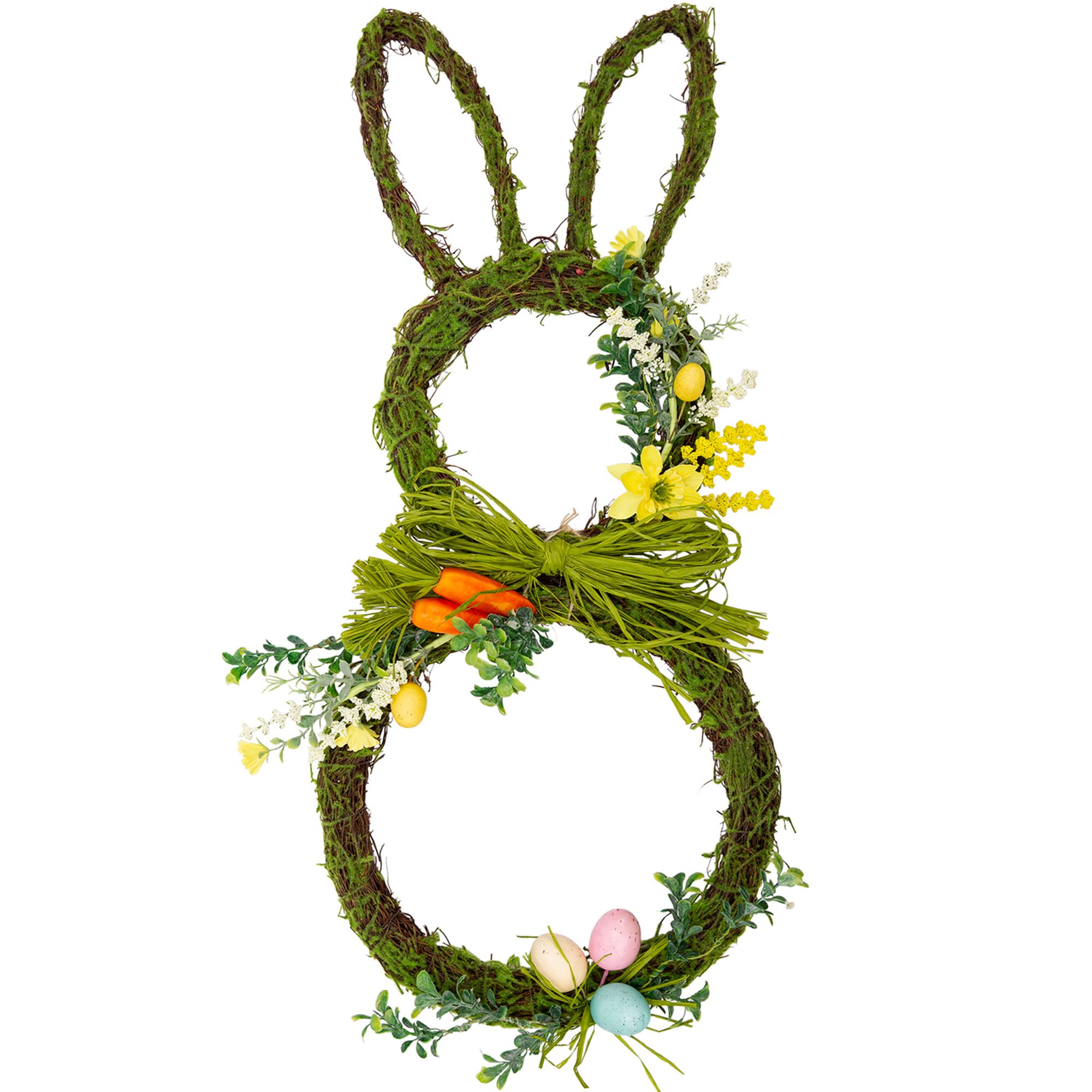 27 Inch Easter Wreath - Artificial Spring Bunny Wreath with Pastel Eggs, Carrots & Flowers for Front Door Decor | Home & Easter Decoration | Perfect for Spring Welcome, Holiday Door Hanging & Seasonal Home Decor