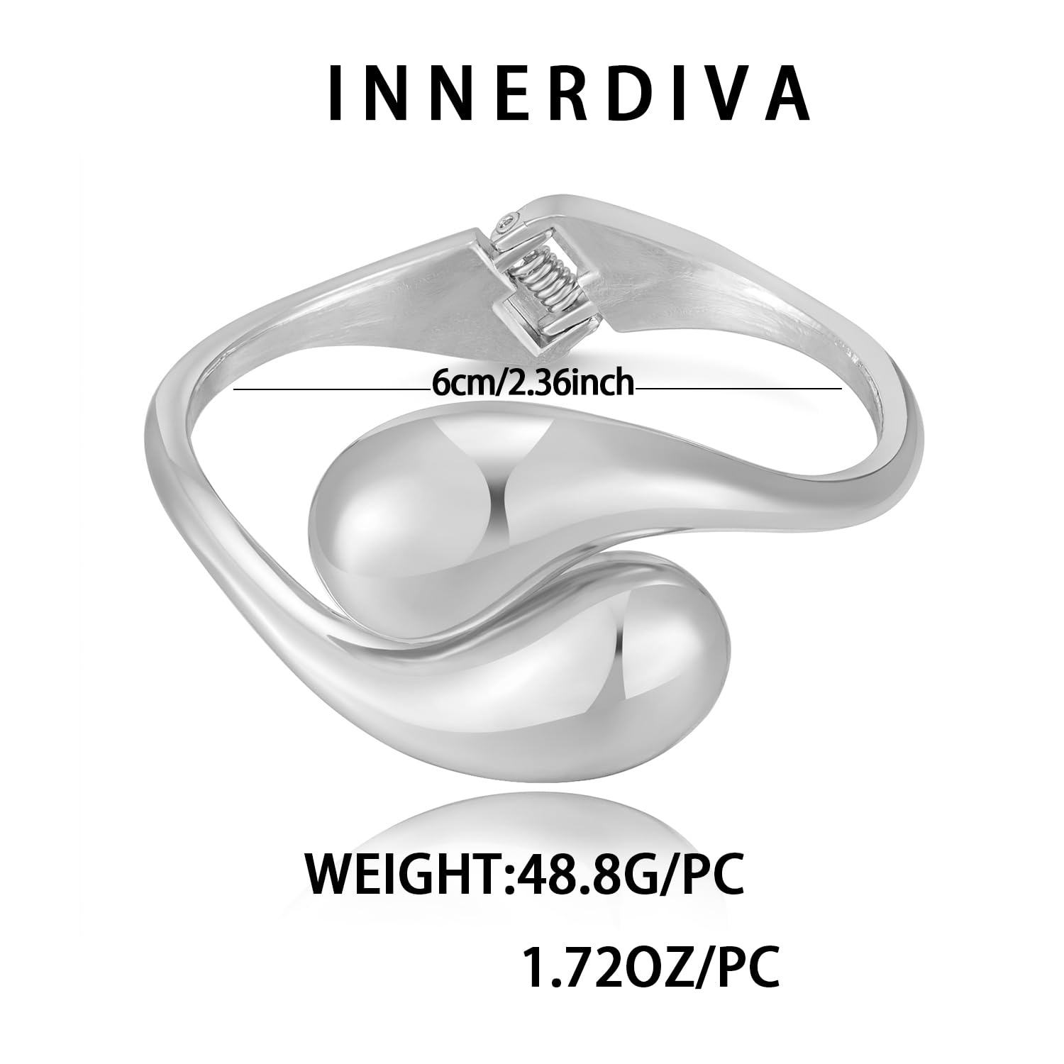 INNERDIVA Gold Open Cuff Bracelet - Elegant Wide Wrist Cuff Bangle for Women | Perfect for Parties, Weddings & Special Occasions