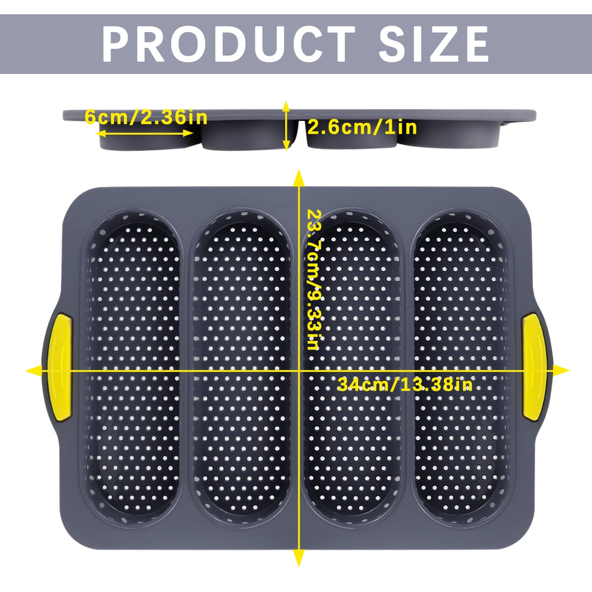 DOERDO Non-Stick Silicone French Baguette Baking Mold - Reusable Bread Loaf Pan for Homemade French Bread, Perfect for Home Bakers & Restaurants | Ideal for Baking, Meal Prep & Party Platters