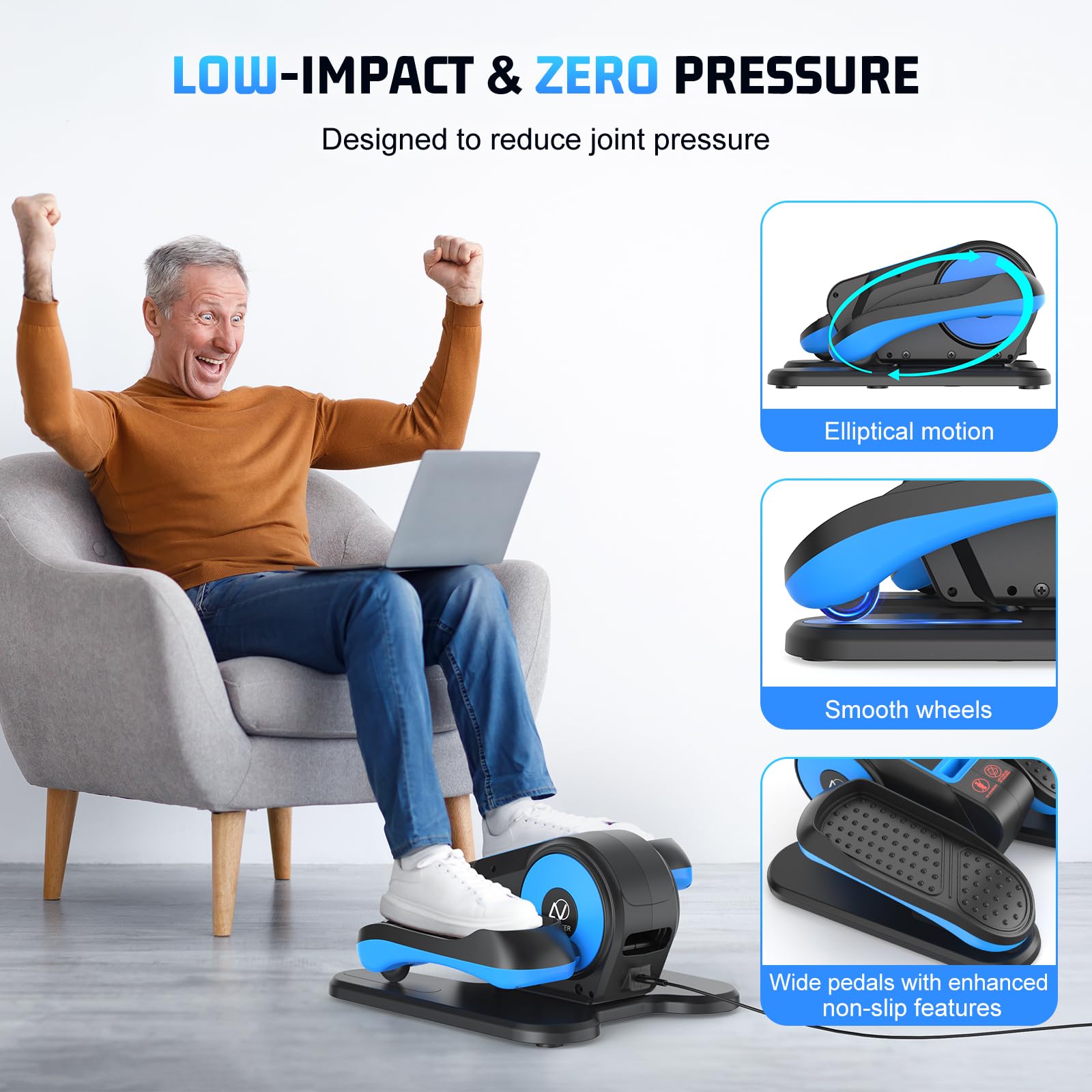 ANCHEER Under Desk Elliptical Machine - Motorized Leg Exerciser for Seniors & Office Workers, 12-Speed Adjustable Seated Elliptical Trainer - Perfect for Home Office, Physical Therapy & Sedentary Lifestyle