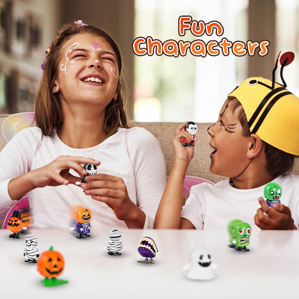 ArtCreativity Halloween Wind Up Toys - Set of 24 Assorted Bulk Halloween Toys with Unique Designs - Cute Boo Basket Gifts & Party Favors for Kids - Perfect for Trick-or-Treating, Classroom Rewards & Halloween Party Games