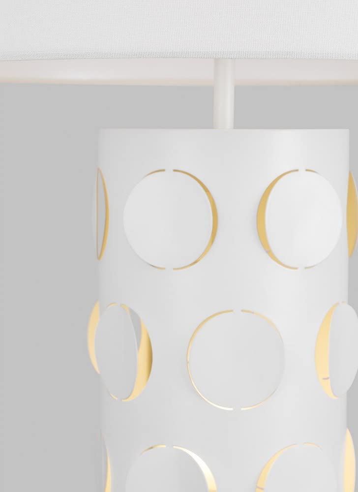 Generation Lighting Dottie 18W 2 LED Table Lamp - Midcentury Modern Style - 13.25 Inch Height, 16.5 Inch Width - Matte White Finish - Perfect for Living Room, Bedroom & Office Lighting