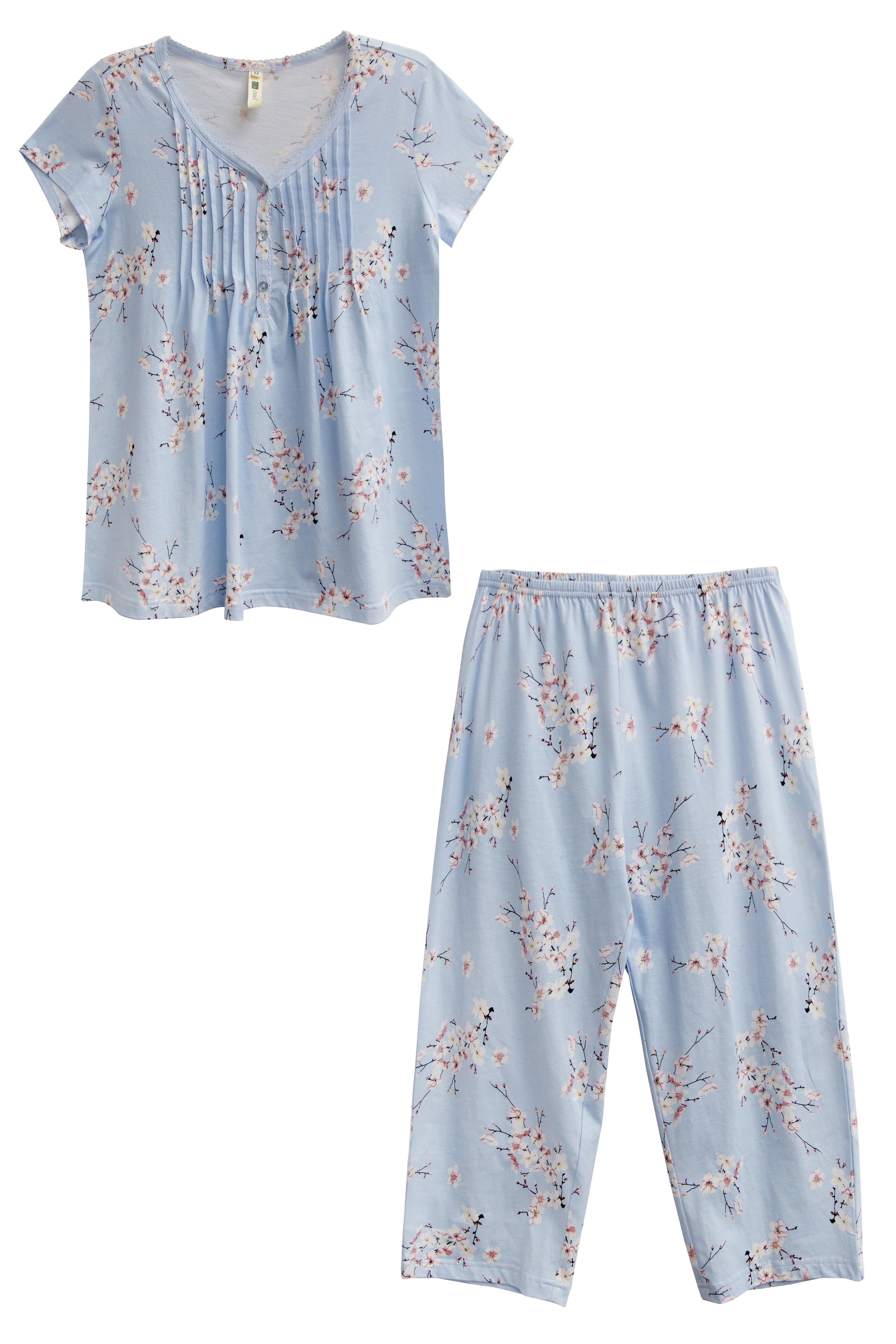 Soft Cotton Knit Capri Pajama Set for Women - Comfortable Sleepwear for Lounge & Bedtime | Perfect for Relaxing at Home, Travel & Sleepovers