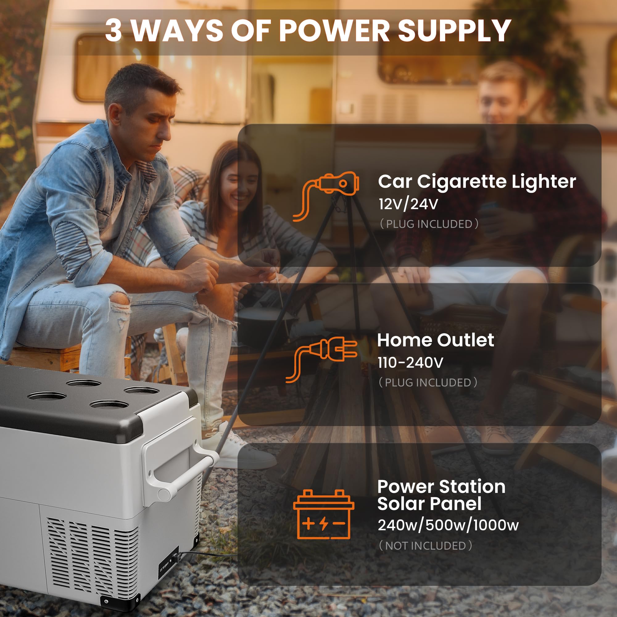 12V 37 Quart (35L) Portable Car Refrigerator - Electric Cooler with APP Control (-4°F to 68°F) for Truck, RV, Boat, Camping & Travel | Removable Basket & Home Use | Perfect for Road Trips, Picnics & Outdoor Adventures