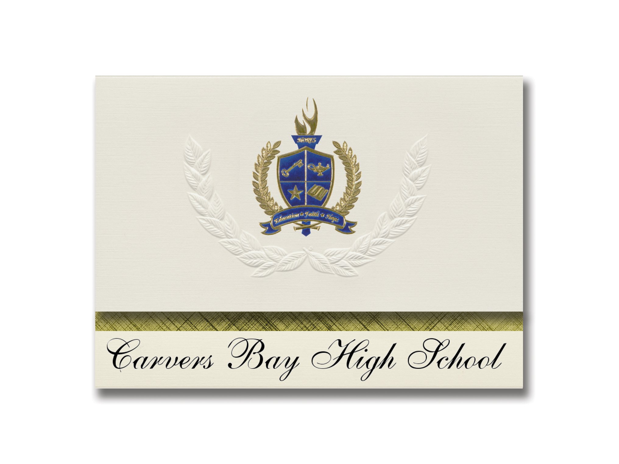 Premium Carvers Bay High School Graduation Announcements - Presidential Style Elite Package of 25 with Gold & Blue Metallic Foil Seal - Perfect for Hemingway SC Graduation Ceremonies & Milestone Celebrations