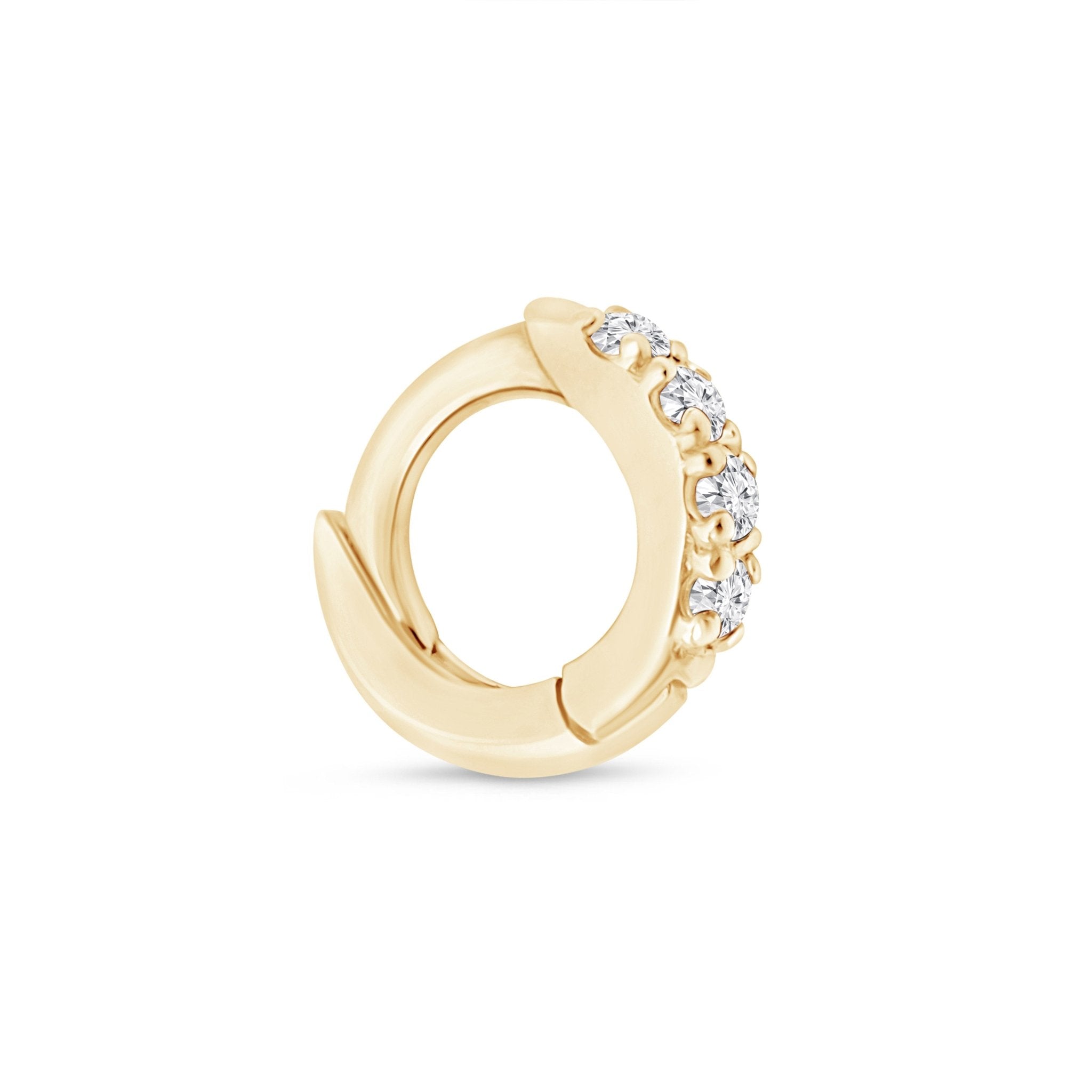 14K Yellow Gold Cubic Zirconia Huggie Hoop Earrings - Elegant Studded Huggies for Everyday Wear & Special Occasions