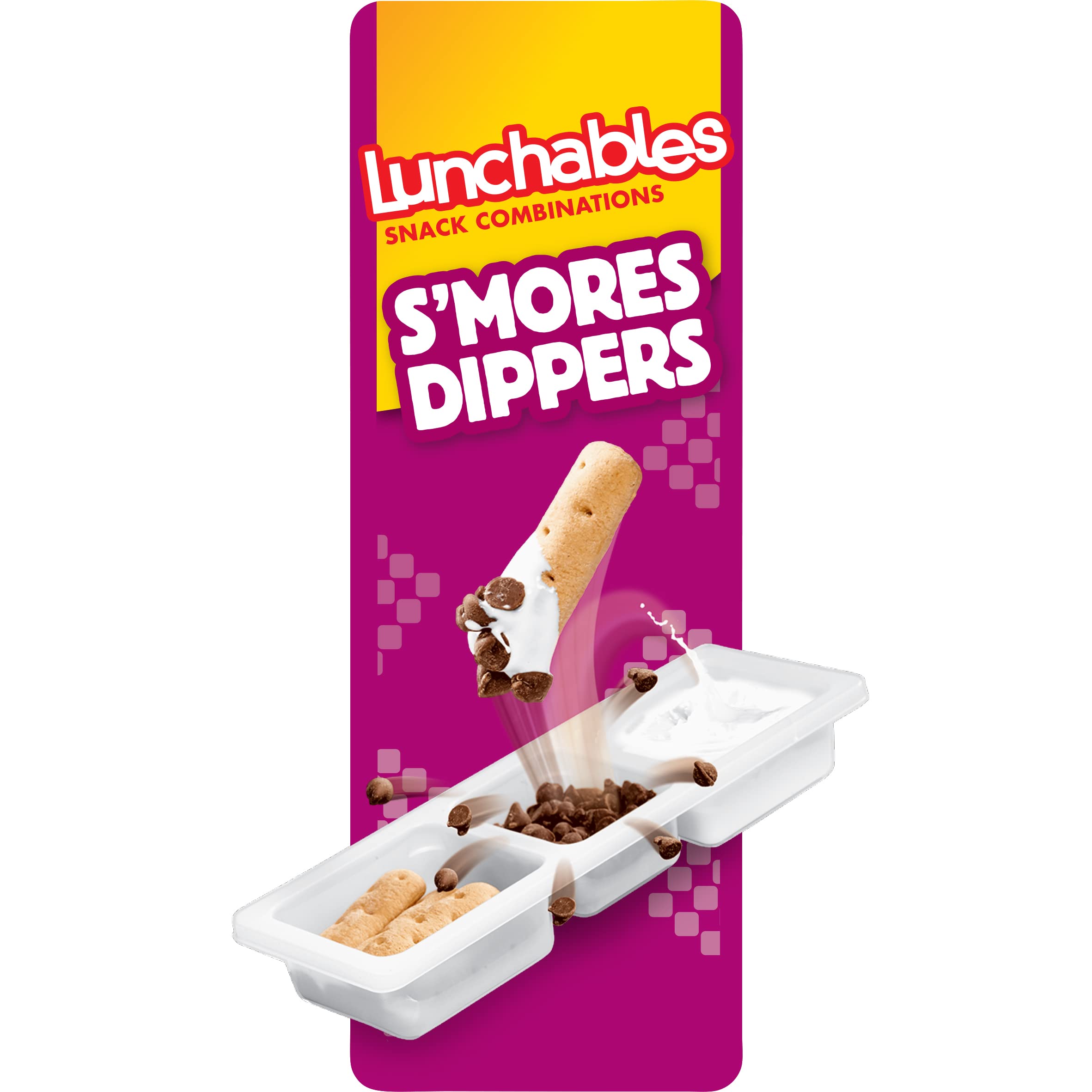 Lunchables S'mores Dippers Snack Pack - Honey Graham Sticks, Milk Chocolate Chips & Marshmallow Creme (12 Count, 2.3 oz) | Perfect for School Lunches, Camping Trips & After-School Snacks