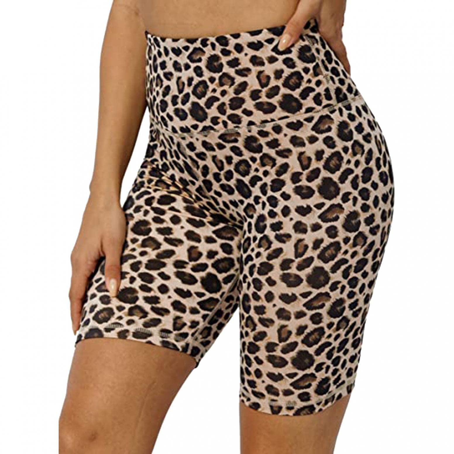 Ashowlaco Women's High Waist Biker Shorts - Leopard Print Tummy Control Workout Shorts for Yoga, Running & Gym | Activewear for Women & Girls | Perfect for Fitness, Lounge & Everyday Wear