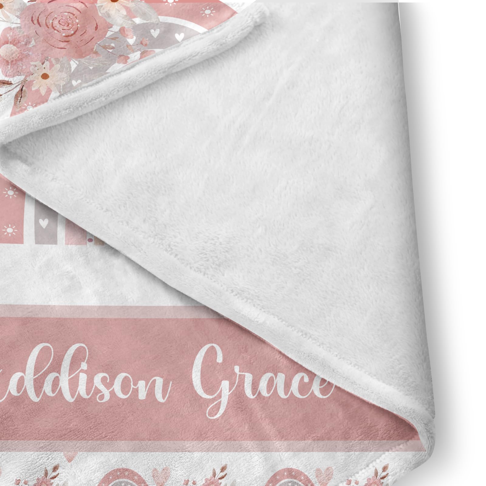 Custom Nursery Crib Bedding Set - Personalized Baby Blanket, Fitted Crib Sheet & Changing Pad Cover with Pink Rainbow Pattern | Perfect Nursery Decor & Baby Shower Gift for Girls (Fixed Size) | Ideal for Newborn Rooms, Daycare Centers & Nursery Theming