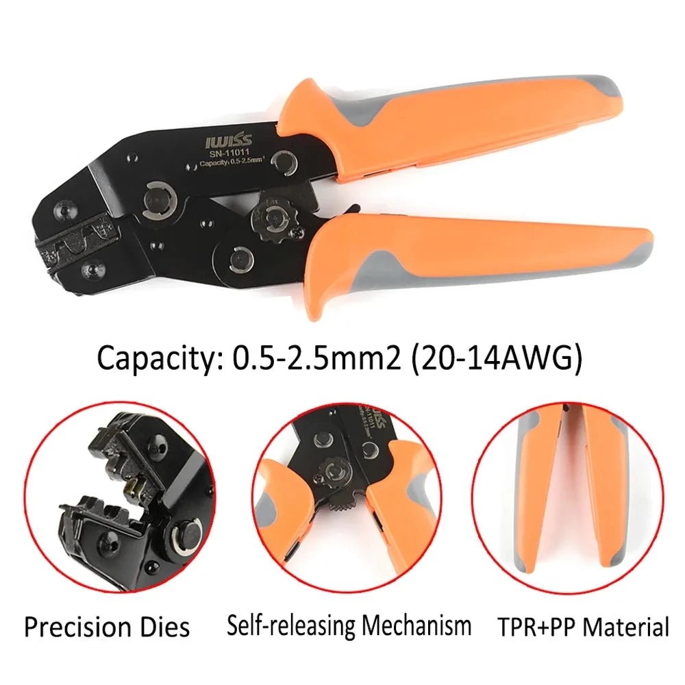 SN 11011 Ratchet Wire Crimper Tool for AWG20-14 Non-Insulated Tabs and Receptacles - Professional Electrical Connector Crimping for Automotive, Marine & DIY Projects