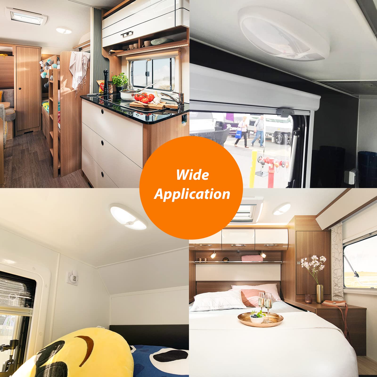 12V LED RV Interior Ceiling Light - 9 Inch Oval Warm White 3500K, 7.4W 450 Lumens with Switch - Perfect for RV, Camper, Boat & Cabin Lighting