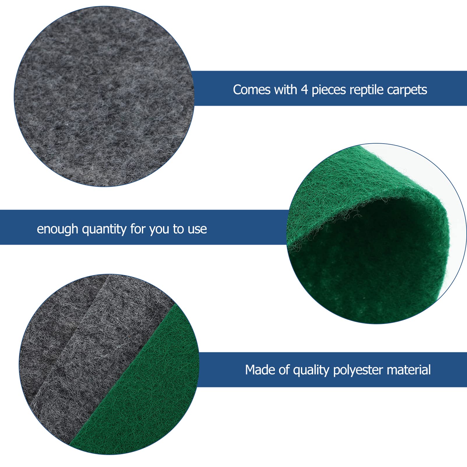 Balacoo 4-Piece Reptile Carpet Set - Non-Adhesive Terrarium Liner for Lizards, Snakes, Geckos & Turtles - Natural Habitat Substrate for Reptile Tanks & Enclosures - Perfect for Desert & Tropical Terrariums