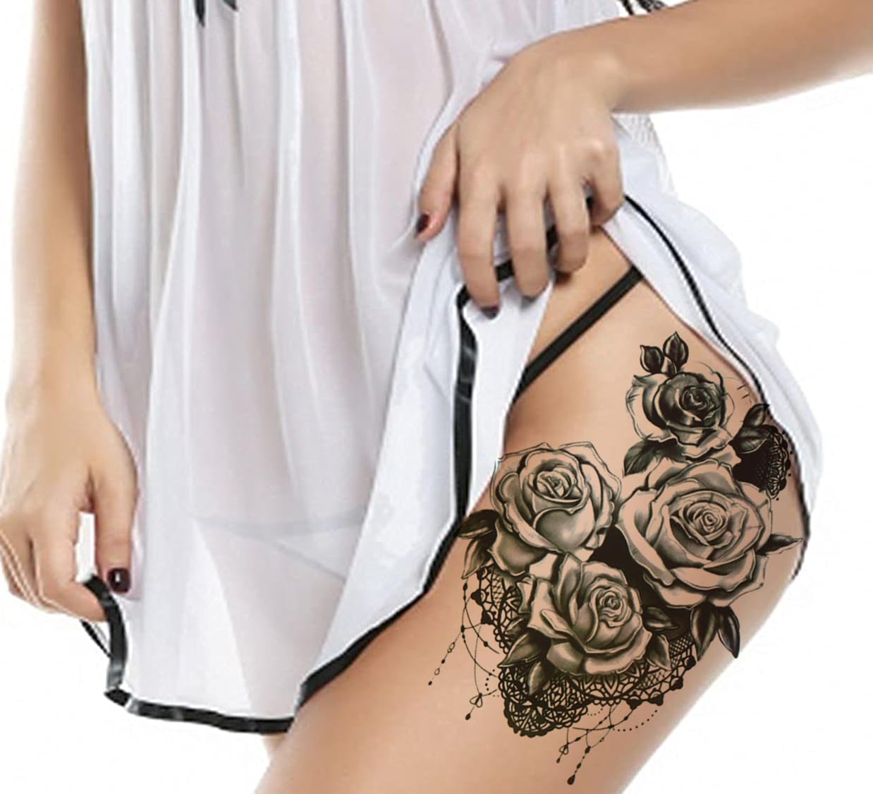 3D Temporary Tattoo Stickers for Men & Women - Waterproof Fake Tattoos with Flowers, Butterflies, Stars & Dark Desire Designs (21x15cm) | Perfect for Parties, Halloween, Honeymoons & Costume Events