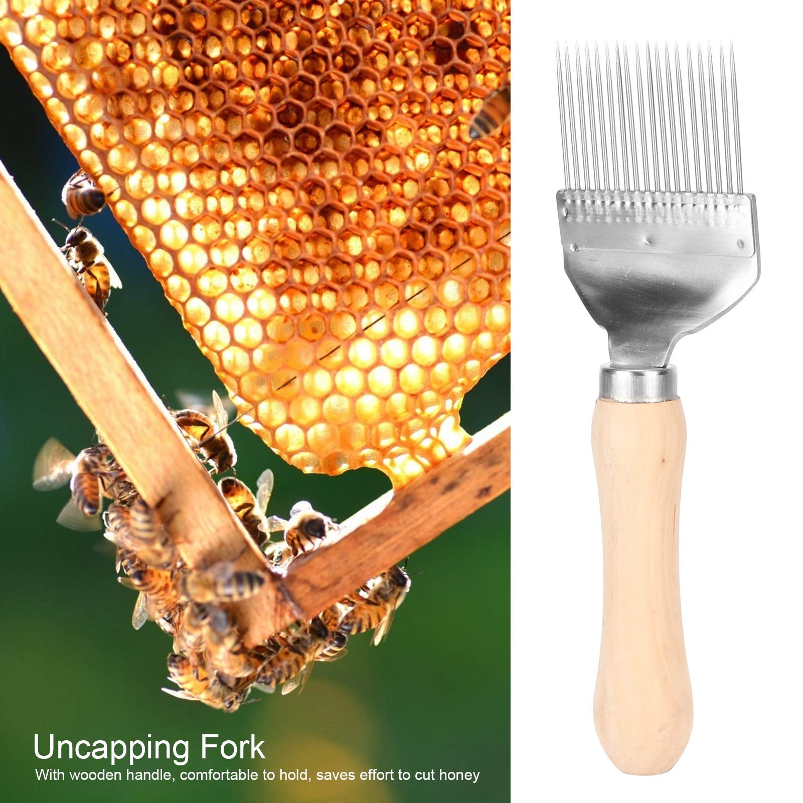 2PCS Stainless Steel Bee Honey Uncapping Fork - 18 Tines Beekeeping Tool for Honey Comb Extraction | Durable Honey Cutter for Beekeepers | Perfect for Harvesting, Processing & Extracting Honey from Honeycombs