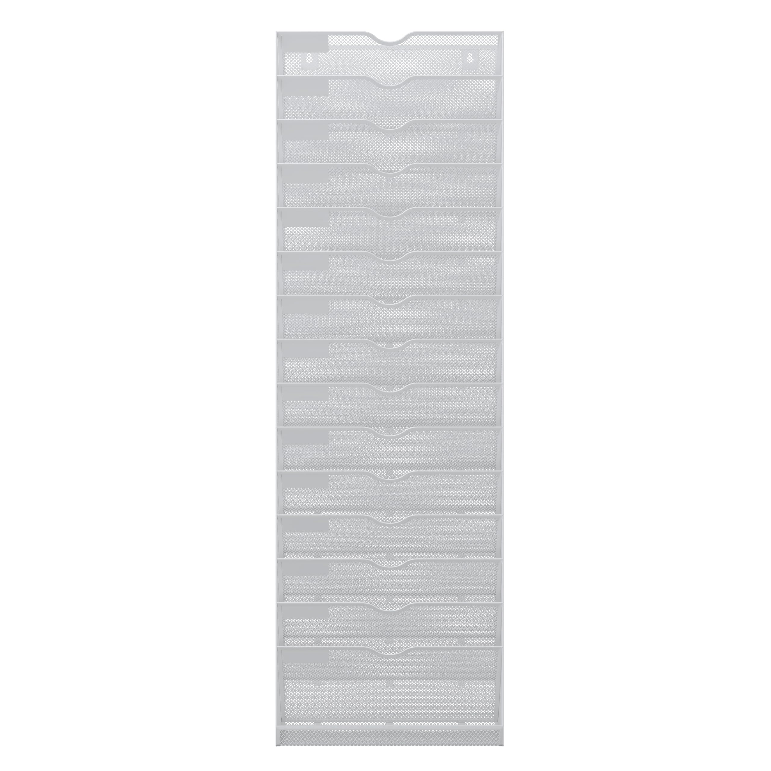 16-Pocket Mesh Wall File Holder - Metal Hanging File Organizer for Office & Home - Wall Mounted Mail Sorter - White Office Organization Solution - Perfect for Bills, Letters, Documents & Home Office Storage